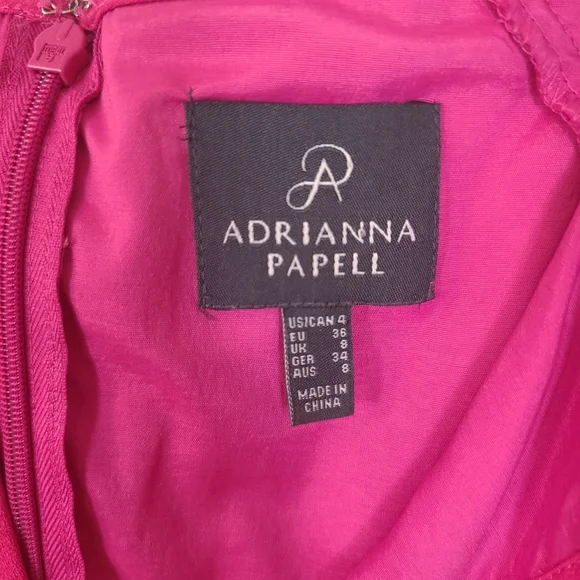 ADRIANNA PAPELL Eyelet Boho Overlay Fuchsia Dress - Picture 7 of 13